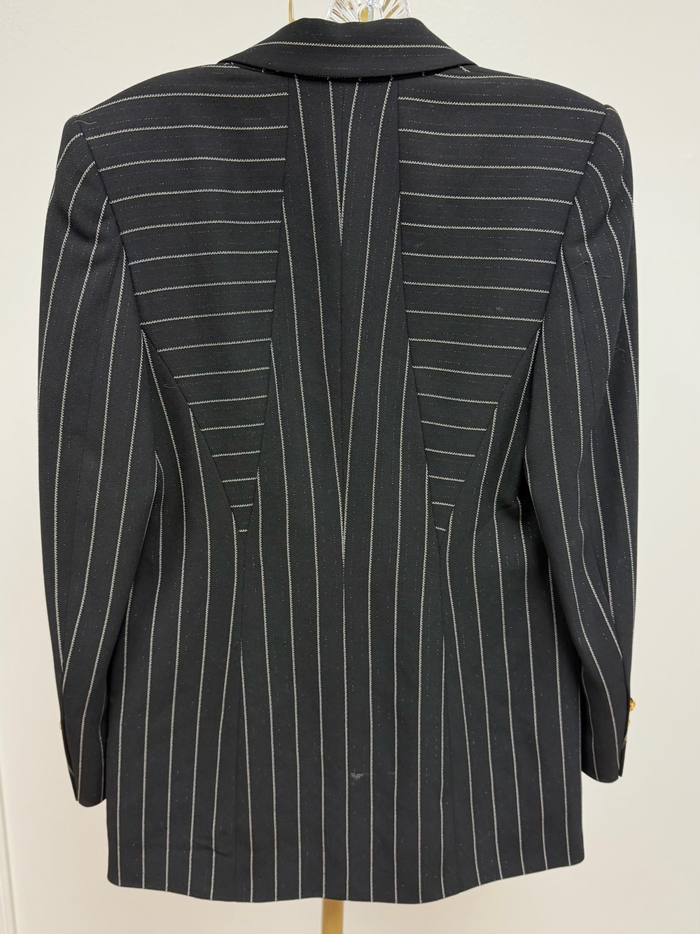 Escada Black Pinstripe Blazer with Gold Buttons Size 36 - Picture 4 of 4